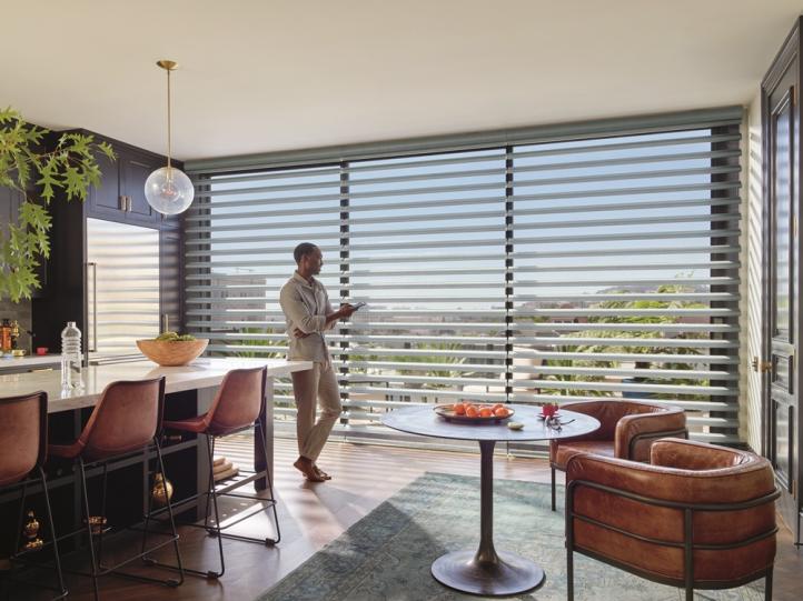 Cortina Pirouette® motorizada: sofisticação com mais praticidade Cortina Pirouette® motorizada: sofisticação com mais praticidade